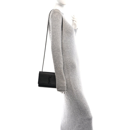 Saint Laurent Grain De Poudre Small Monogram Monochrome Kate Satchel Black 2 of 9
