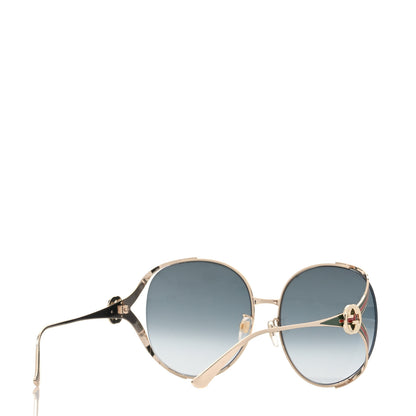 Gucci Metal Oversized Round Frame GG0225S Sunglasses Gold 3 of 9