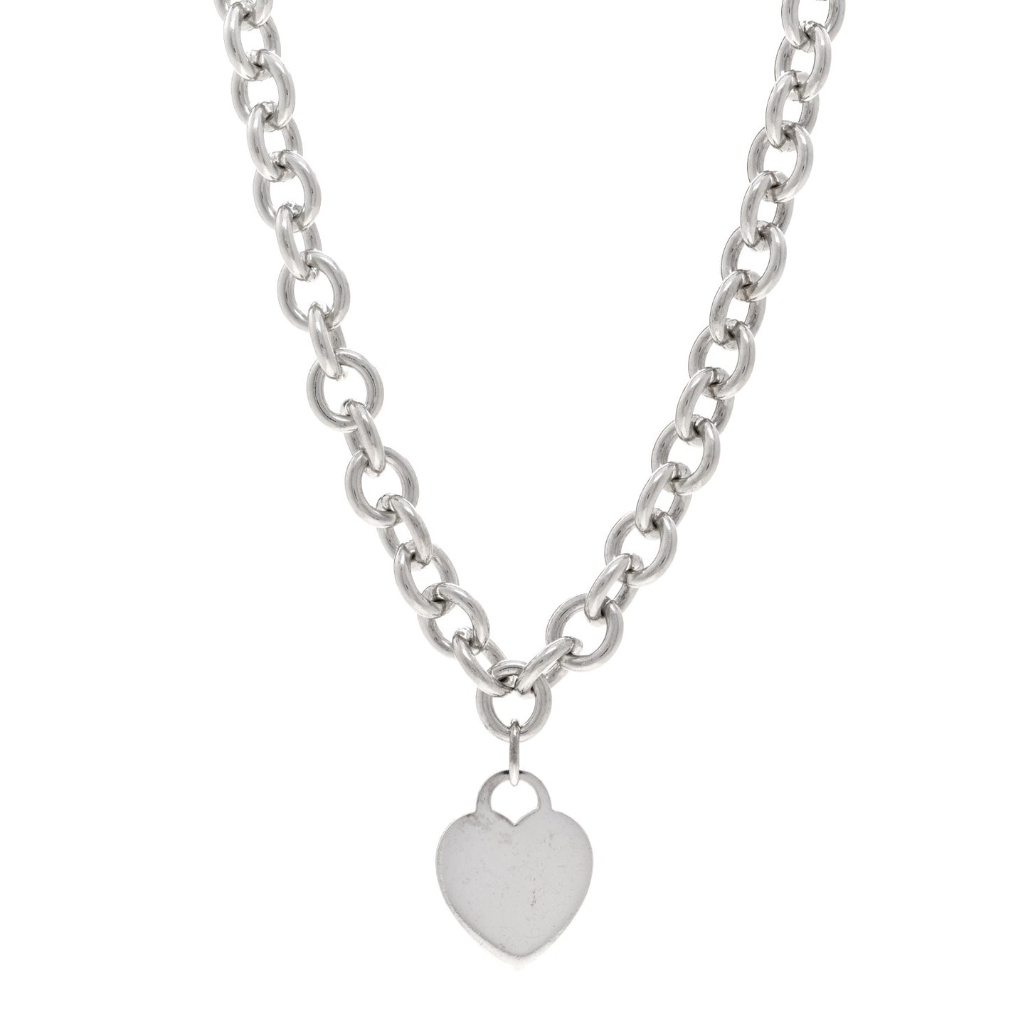 Sterling Silver Heart Tag Pendant Necklace