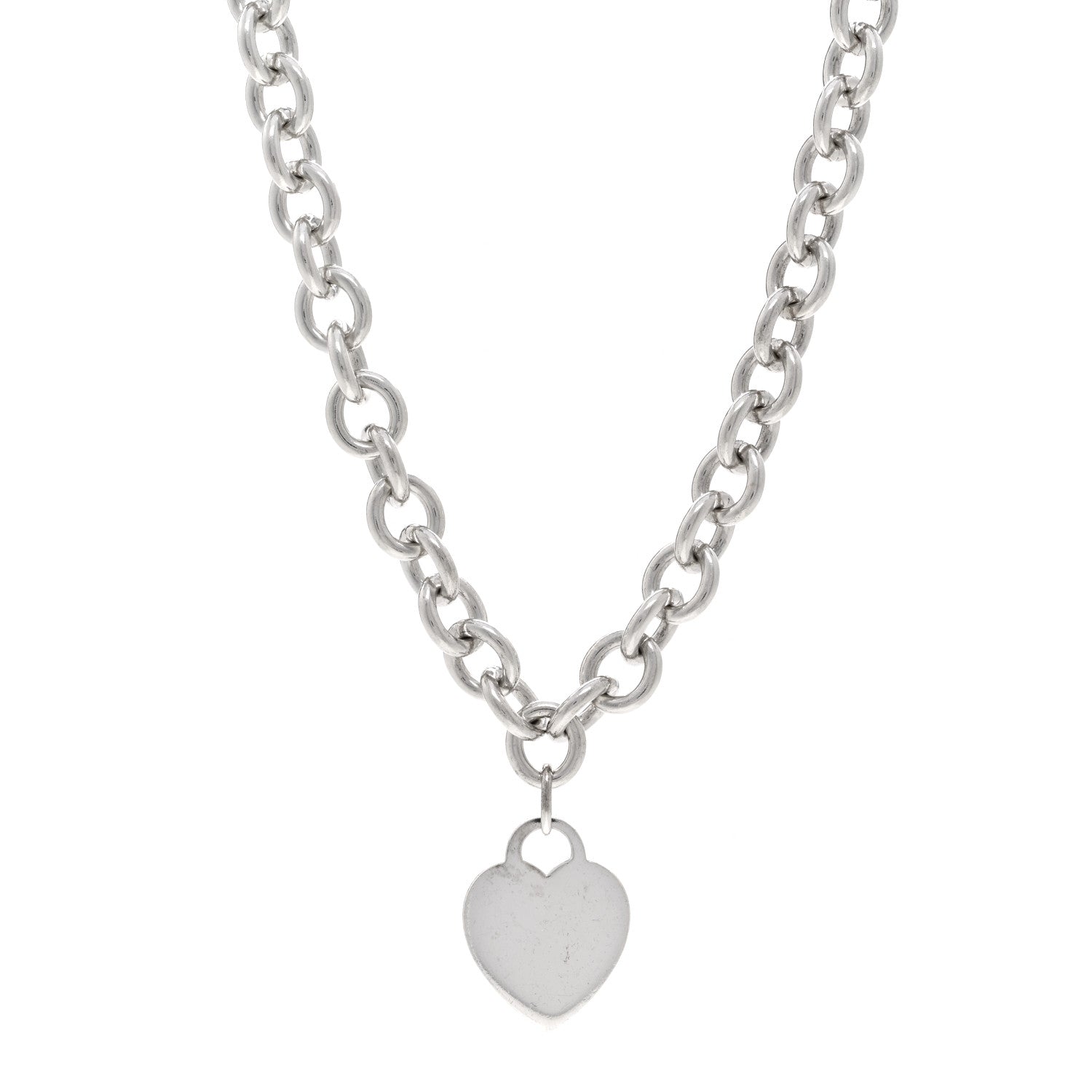 Tiffany Sterling Silver Heart Tag Pendant Necklace 1 of 4