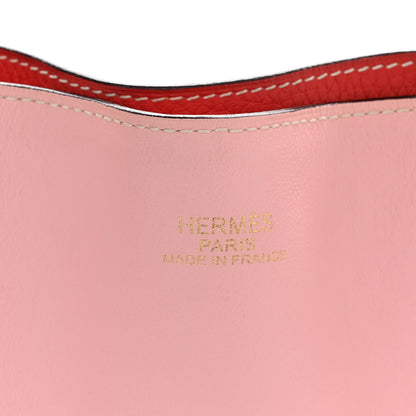 Hermes Taurillon Clemence Double Sens 45 Reversible Tote Rose Sakura Bougainvillea 9 of 20