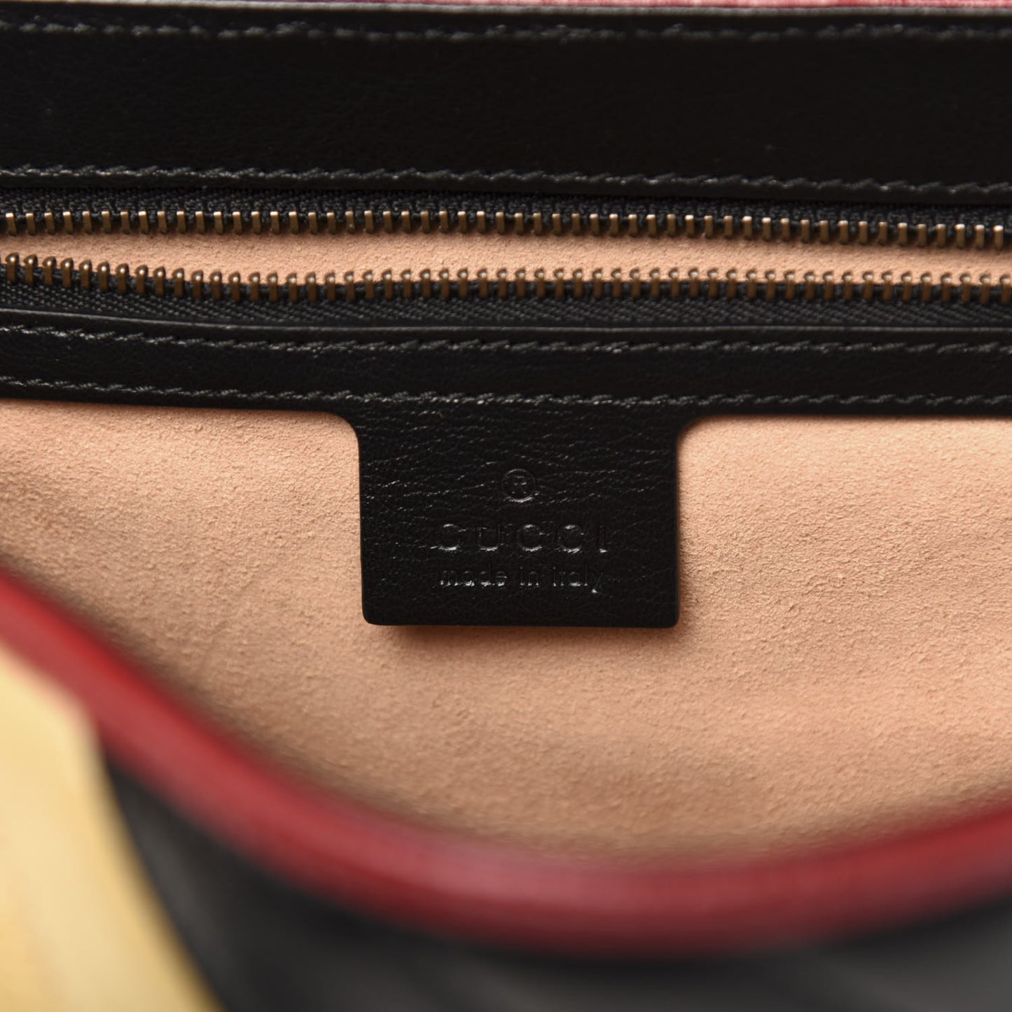 Vintage Effect Calfskin Matelasse Diagonal Striped Small Torchon GG Marmont Shoulder Bag Black Beige