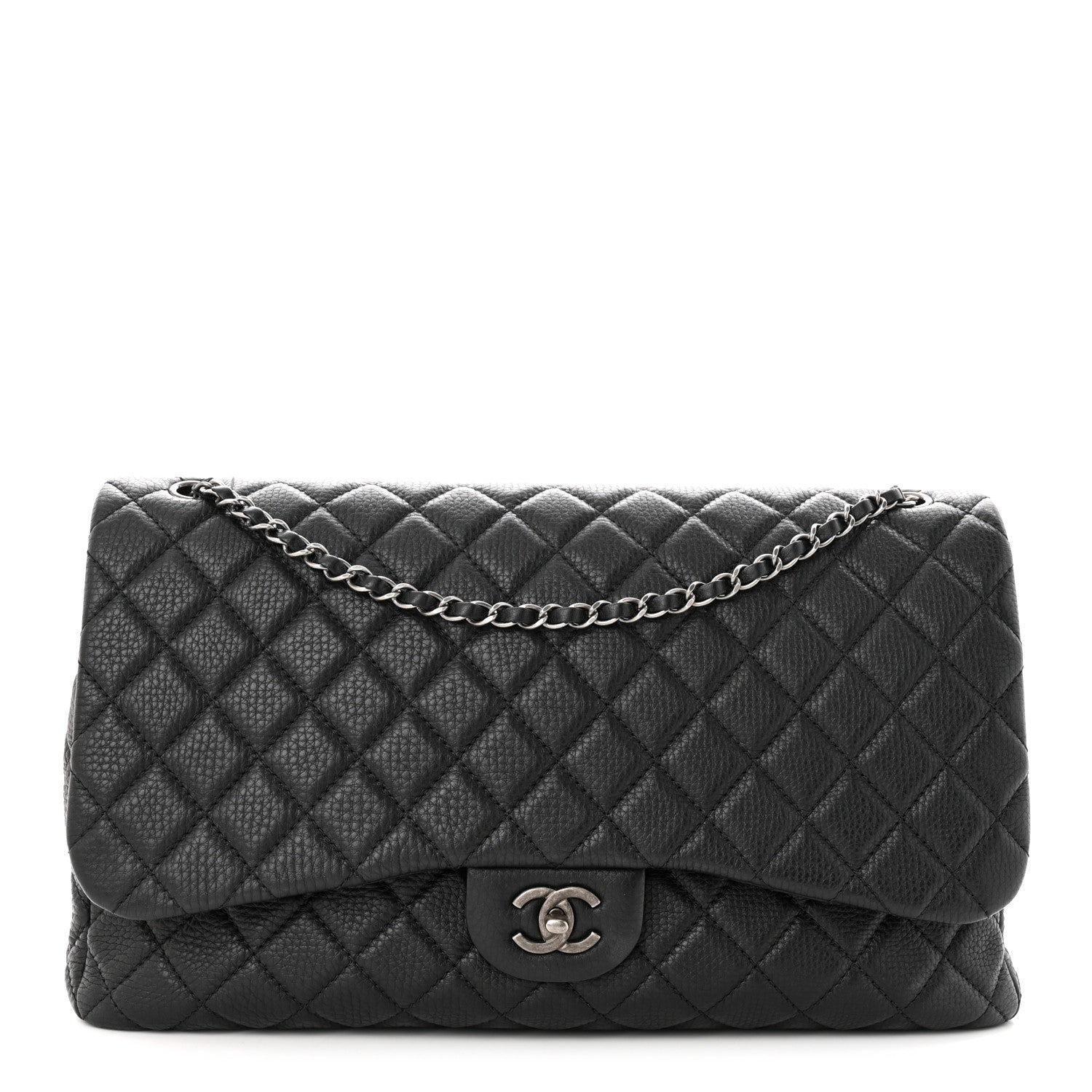 Chanel Grained Calfskin Quilted Small XXL Travel Flap Bag Black 1 of 10