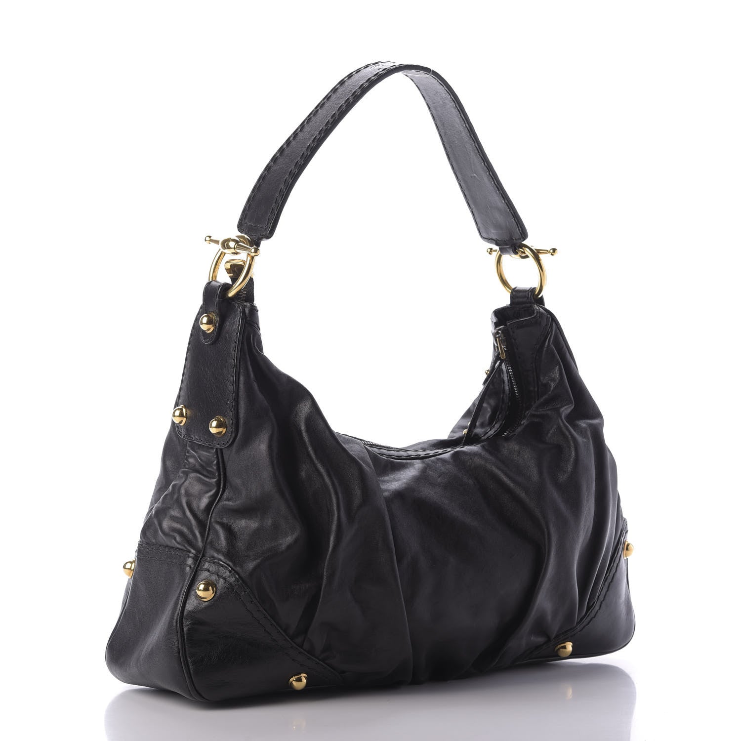 Gucci Calfskin Medium Jockey Hobo Black 3 of 12