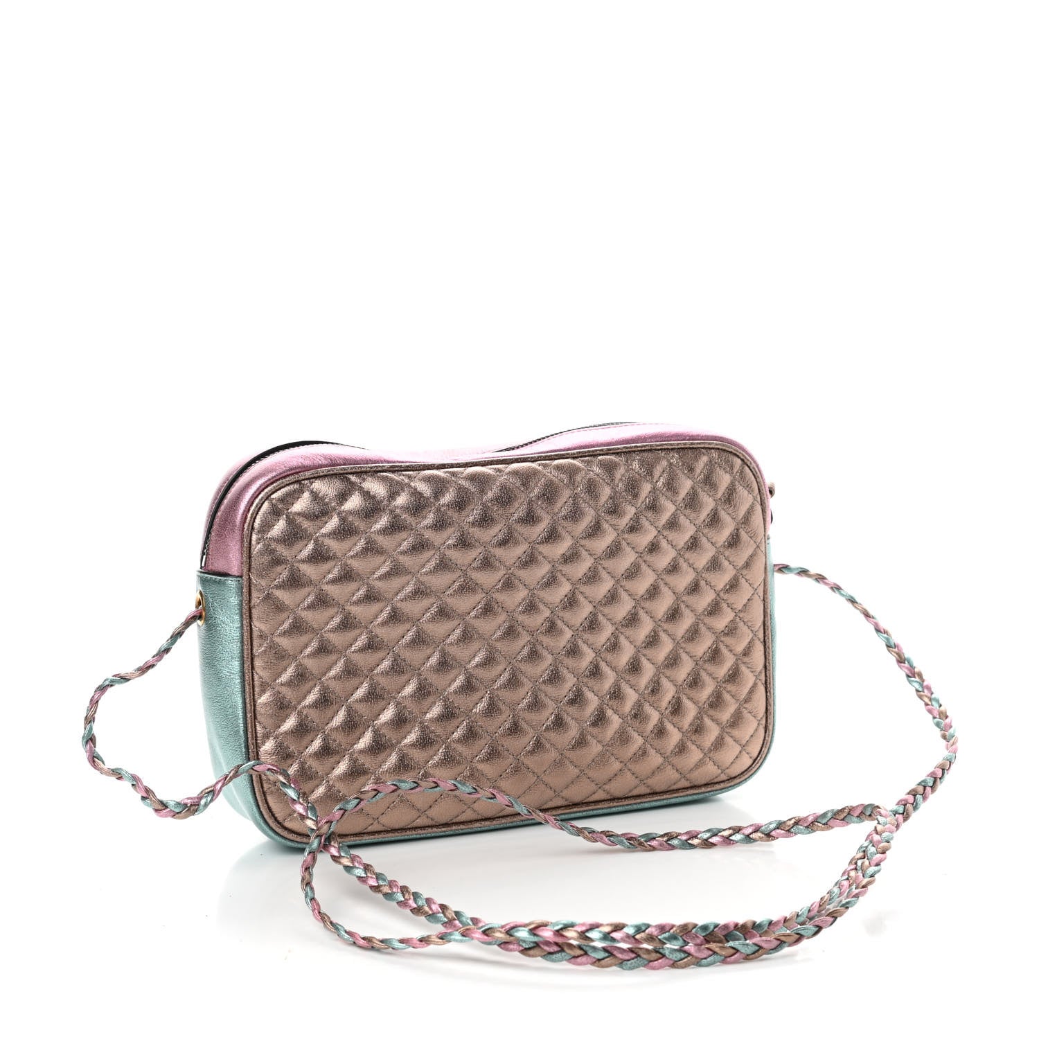 Gucci Laminated Nappa Trapuntata Small Zumi Shoulder Bag Rosa Lago Rame 3 of 10