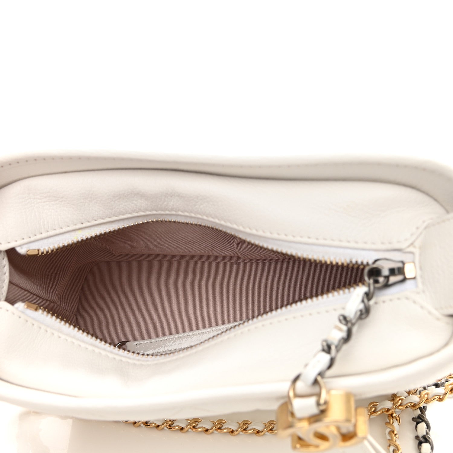 Chanel Aged Calfskin Quilted Small Gabrielle Hobo White 5 of 11