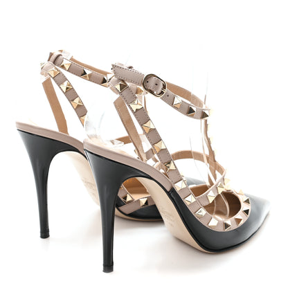 Valentino Garavani Patent Nappa Rockstud Ankle Strap 100mm Pumps 39 Black Poudre 5 of 10