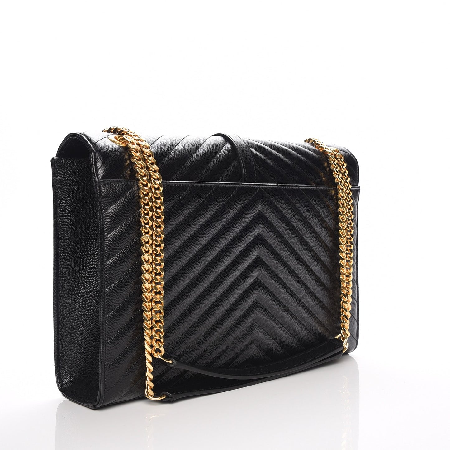 Grain De Poudre Matelasse Chevron Large Monogram Satchel Black