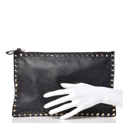 Valentino Garavani Vitello Large Rockstud Zip Pouch Black 2 of 7