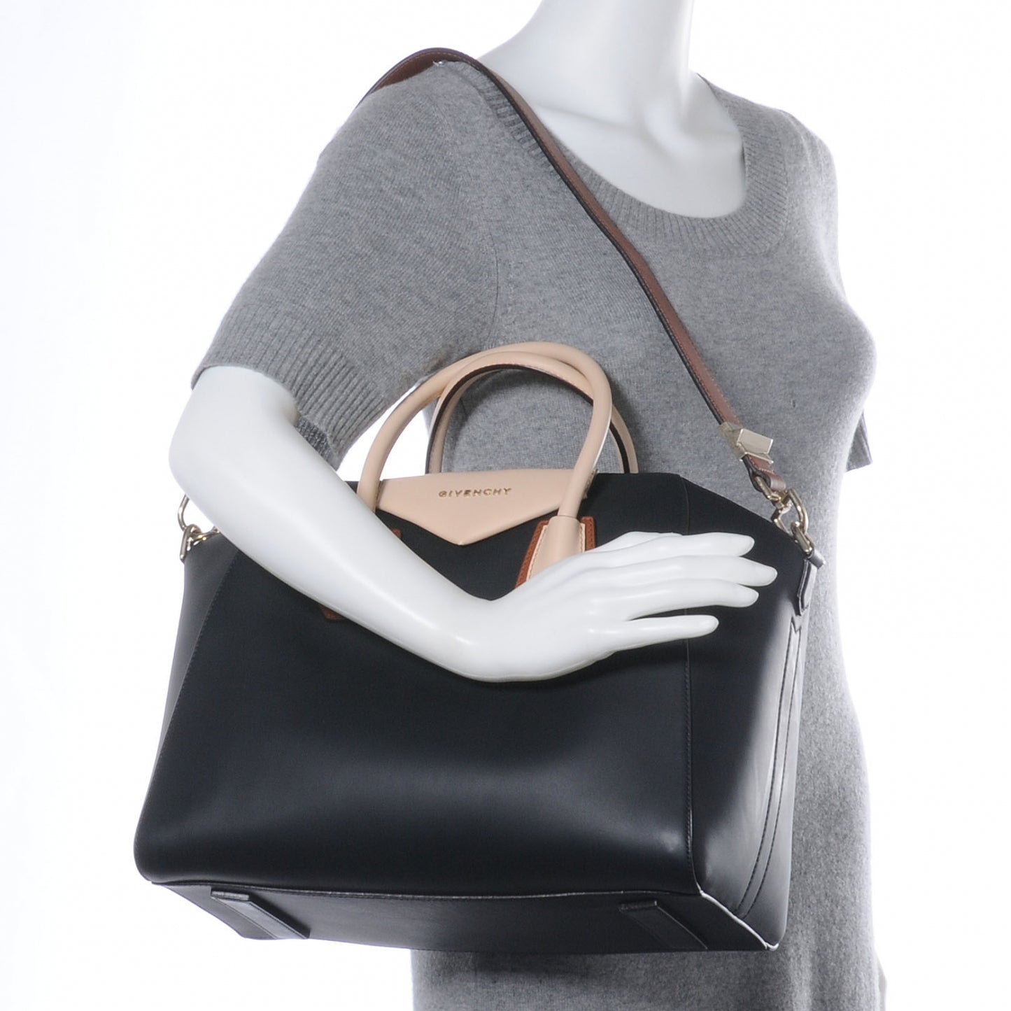 Calfskin Medium Scuba Tri Color Antigona Black Brown Nude