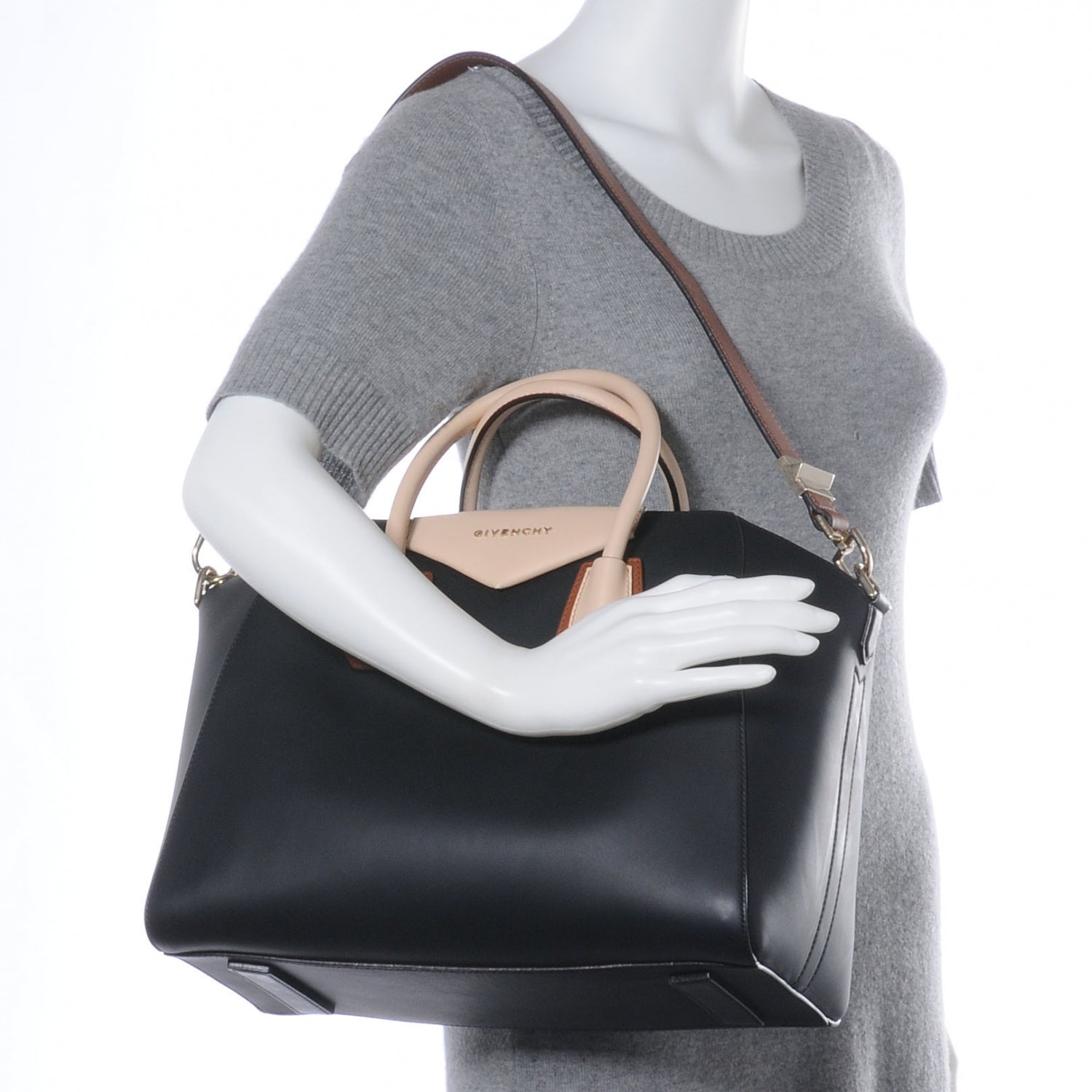 Givenchy Calfskin Medium Scuba Tri Color Antigona Black Brown Nude 2 of 9