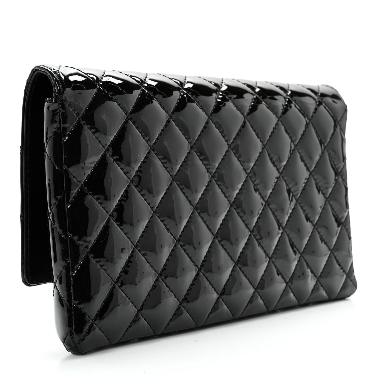 Patent Calfskin Quilted Reissue 2.55 Clutch So Black