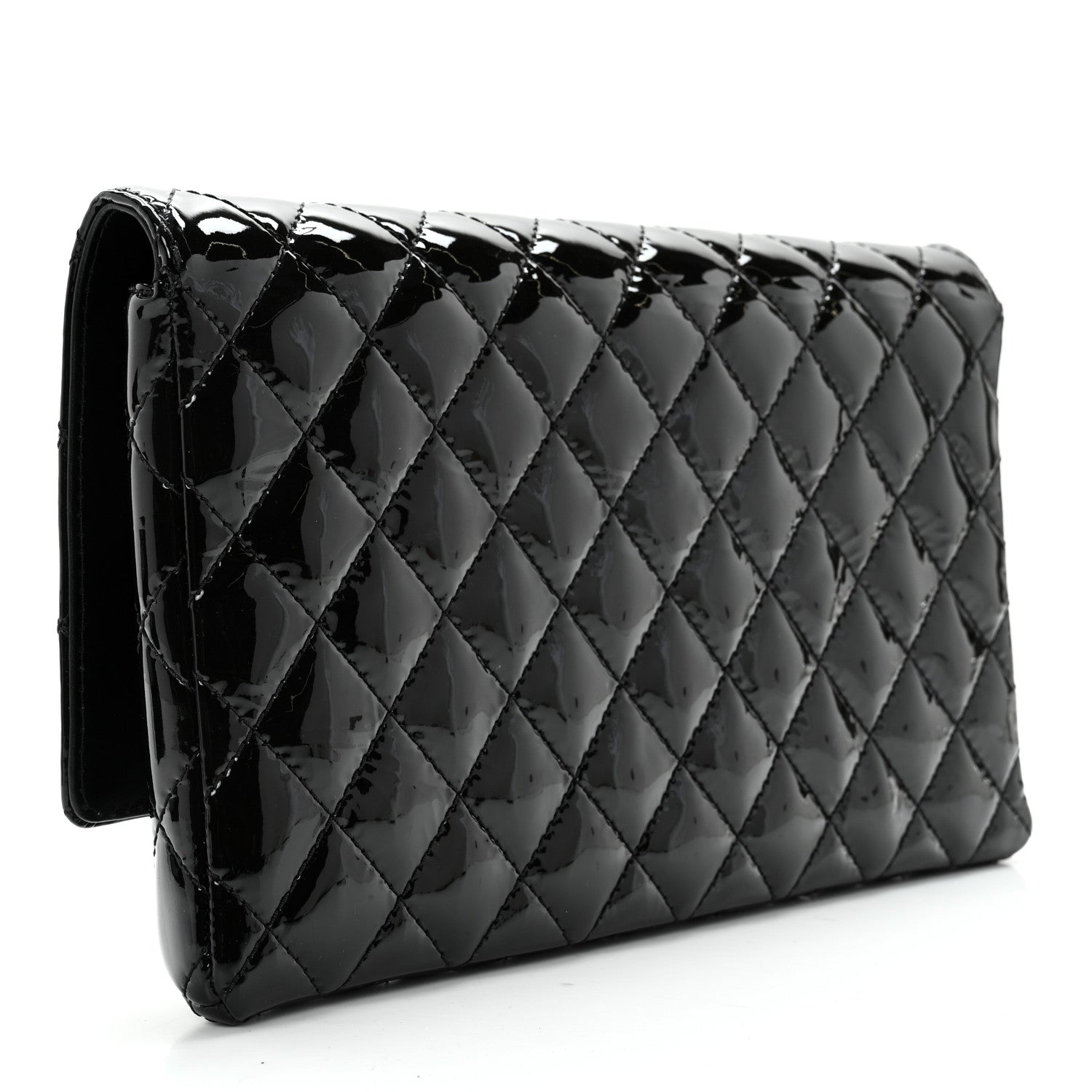 Chanel Patent Calfskin Quilted Reissue 2.55 Clutch So Black 2 of 9