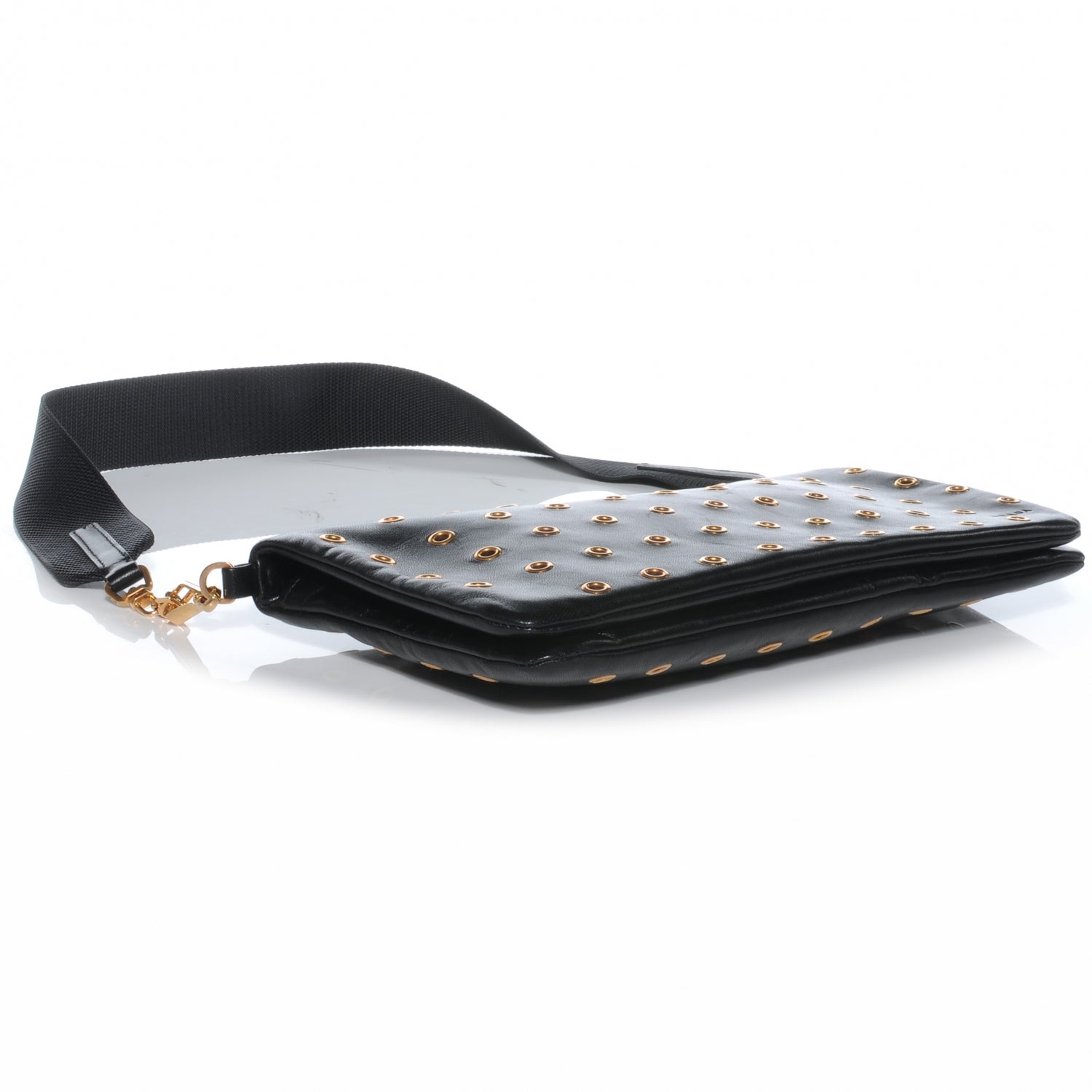 Prada Nappa Grommet Borchie Shoulder Bag Nero Black 4 of 8
