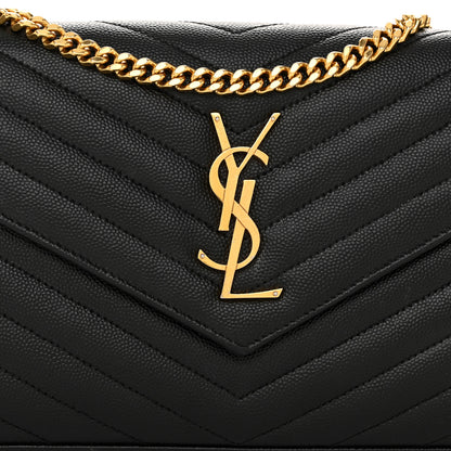 Saint Laurent Grain De Poudre Matelasse Chevron Monogram Chain Wallet Black 8 of 10
