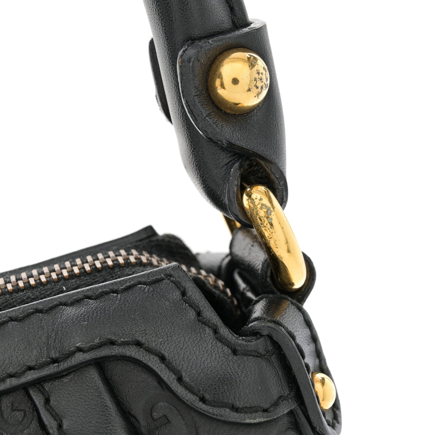 Guccissima Small Scarlett Studded Interlocking G Hobo Black