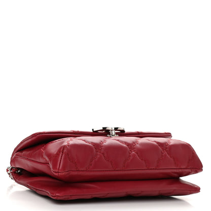 Chanel Calfskin Quilted Double Stitch Hamptons Clutch with Chain Red 4 of 11
