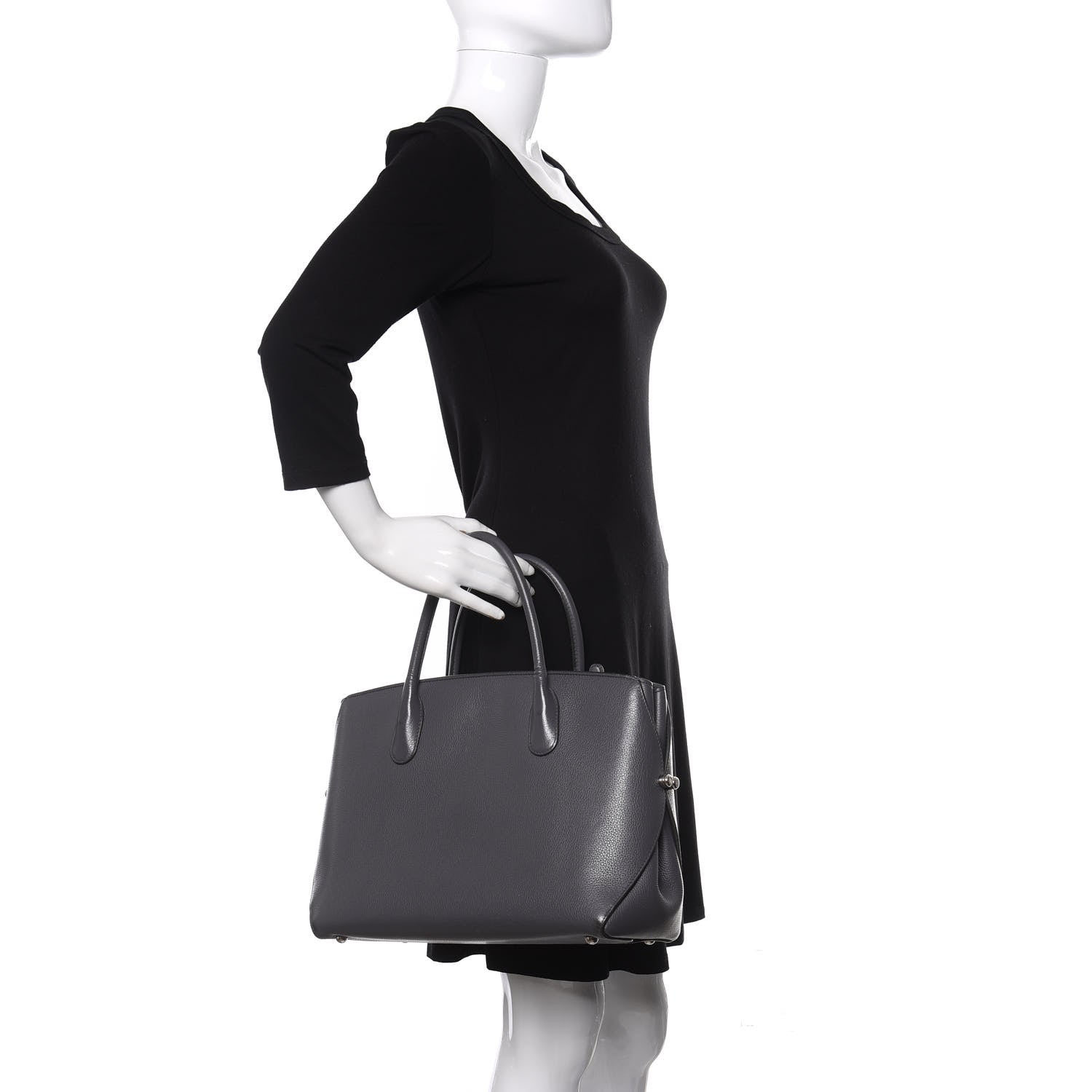 Christian Dior Supple Grained Calfskin Large Open Bar Tote Grey 2 of 9
