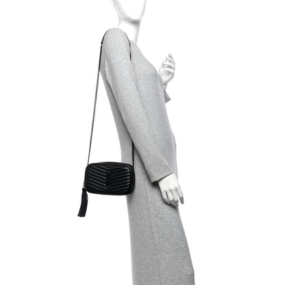Saint Laurent Calfskin Matelasse Monochrome Monogram Mini Lou Camera Bag Black 2 of 11