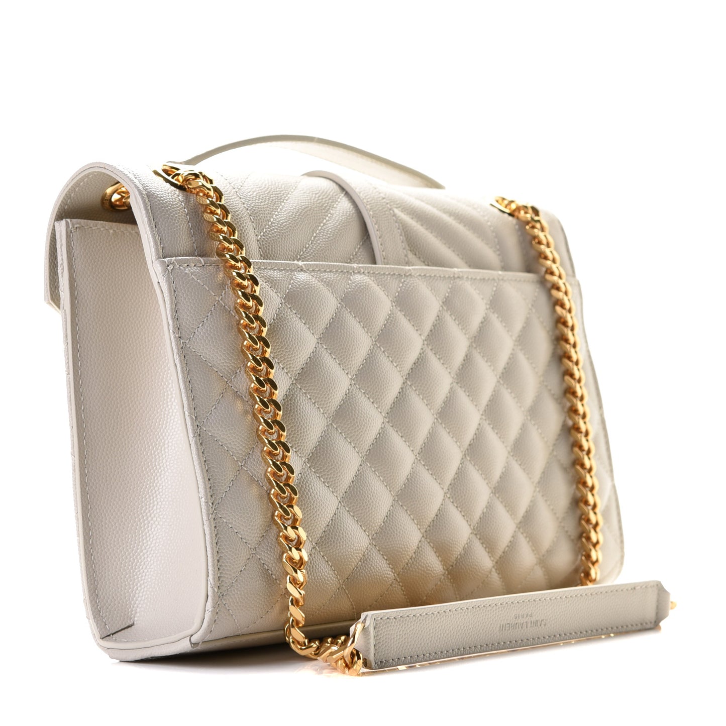 Grain De Poudre Textured Mixed Matelasse Medium Triquilt Monogram Satchel Crema Soft