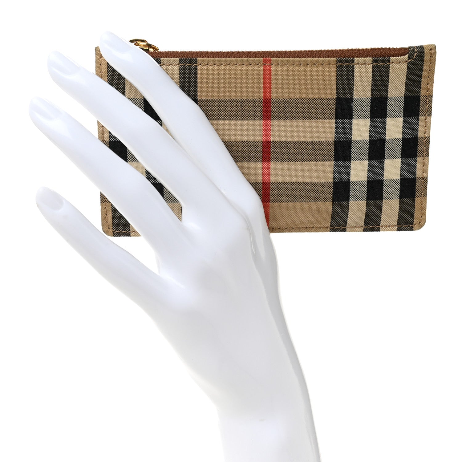 Burberry Vintage Check Calfskin Somerset Coin Case Card Holder Archive Beige 2 of 7