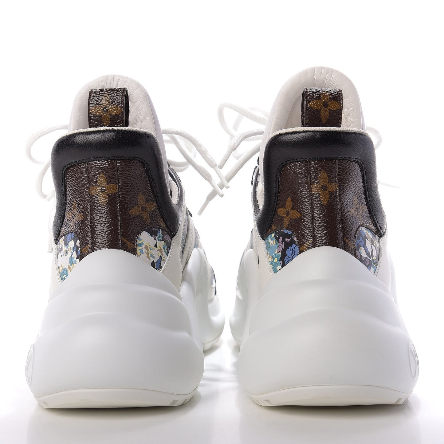 Flower Printed Calfskin Monogram LV Archlight Sneakers 38 Black Blue