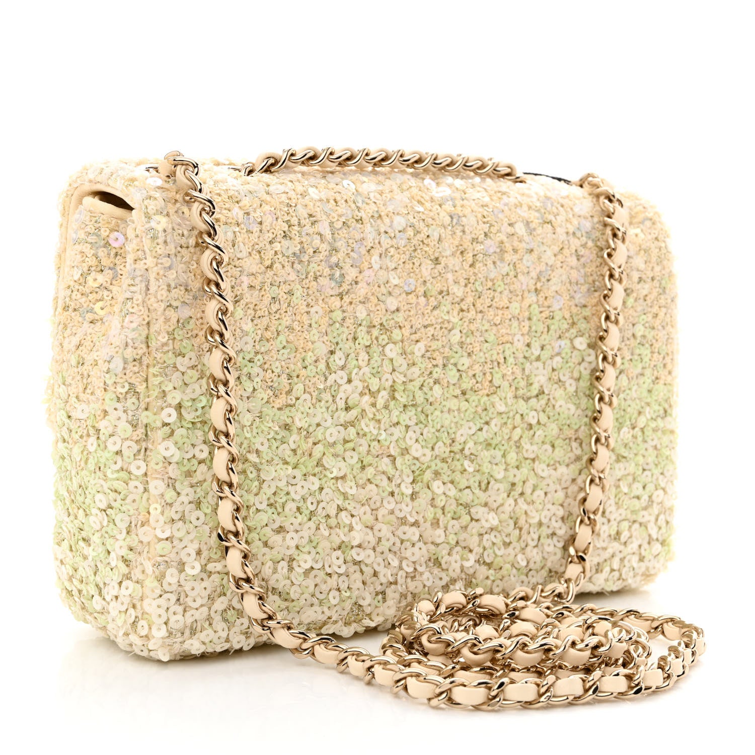 Chanel Shaded Sequin Mini Flap Light Green White Ecru 3 of 12