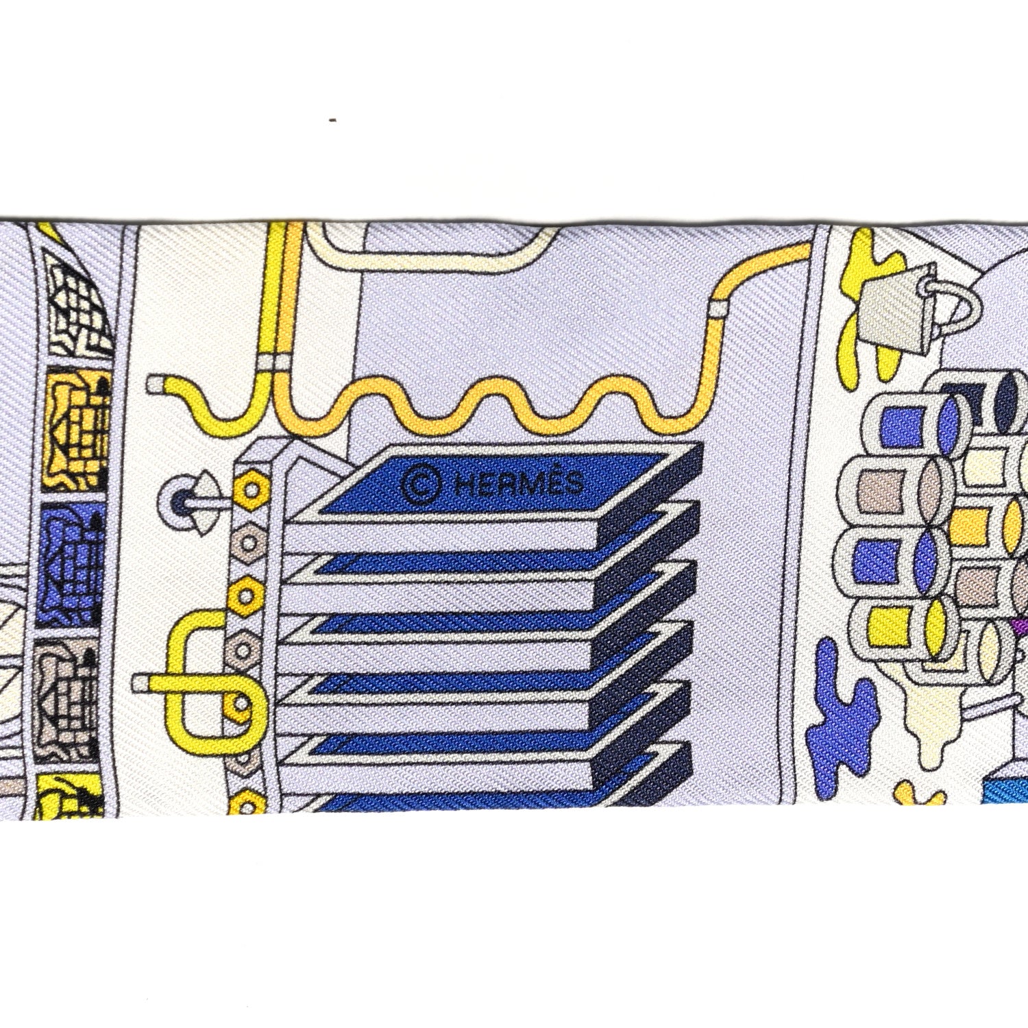 Hermes Silk La Maizeon des Carres Twilly Bleu Pale Jaune Vif 4 of 4