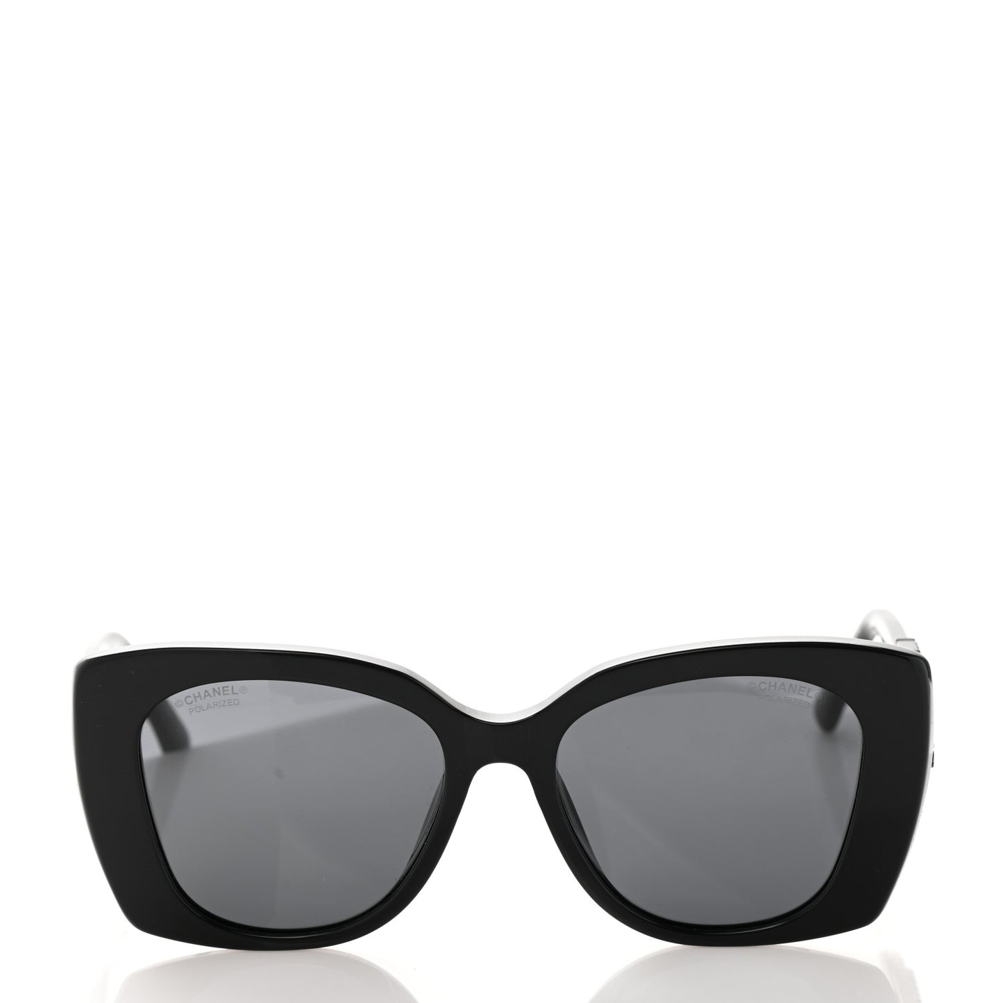 Acetate Strass Polarized Square Sunglasses 5422-B Black