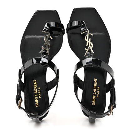 Saint Laurent Vitello Vernice Soft Cassandra 05 Monogram Sandals 35.5 Black 2 of 11