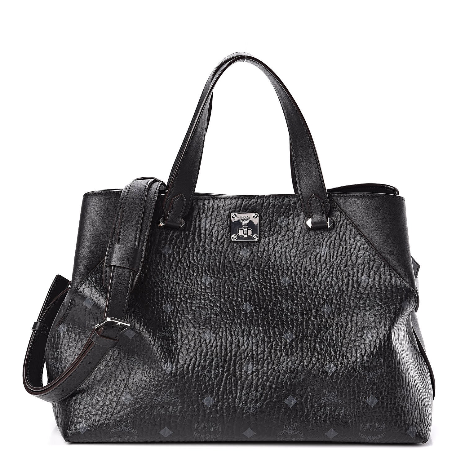 MCM Visetos Large Tote Black 1 of 15