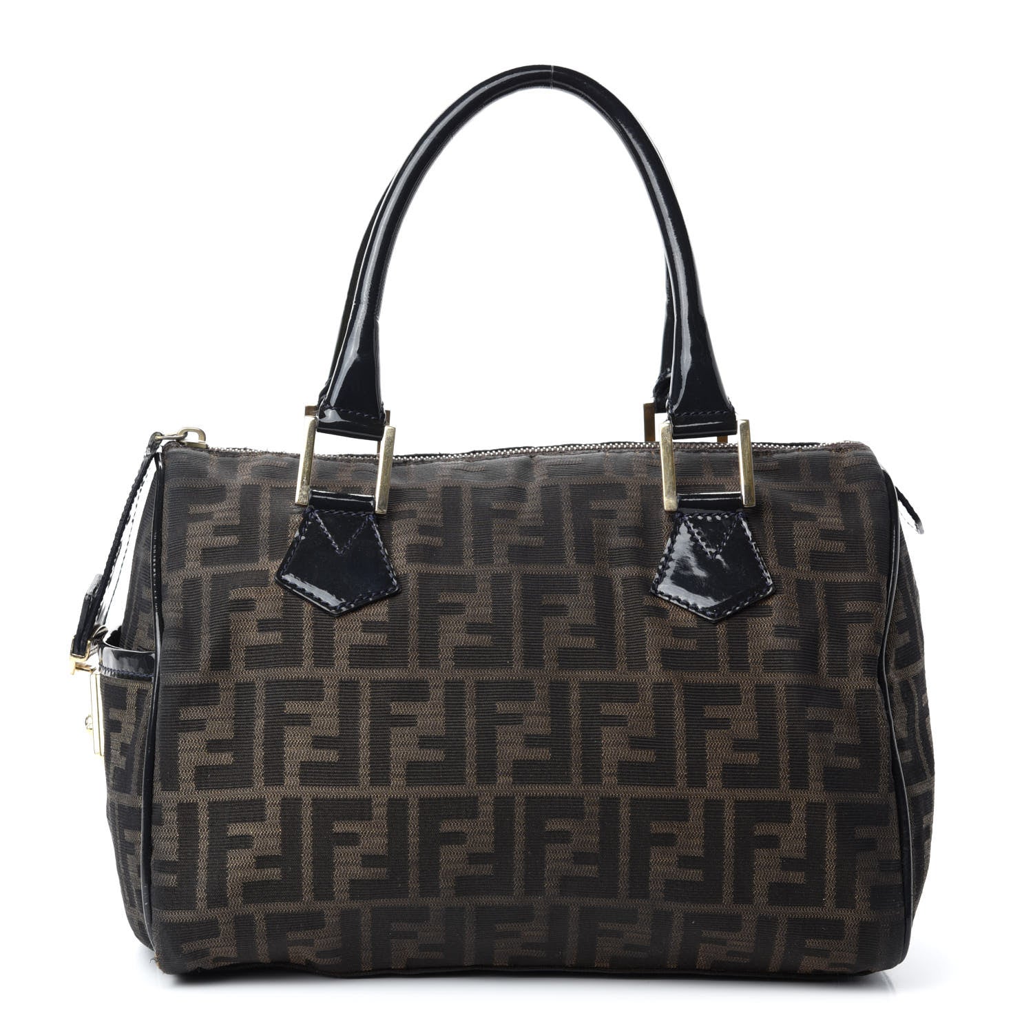 Fendi Zucca Patent Medium Chef Boston Tobacco Black 1 of 12