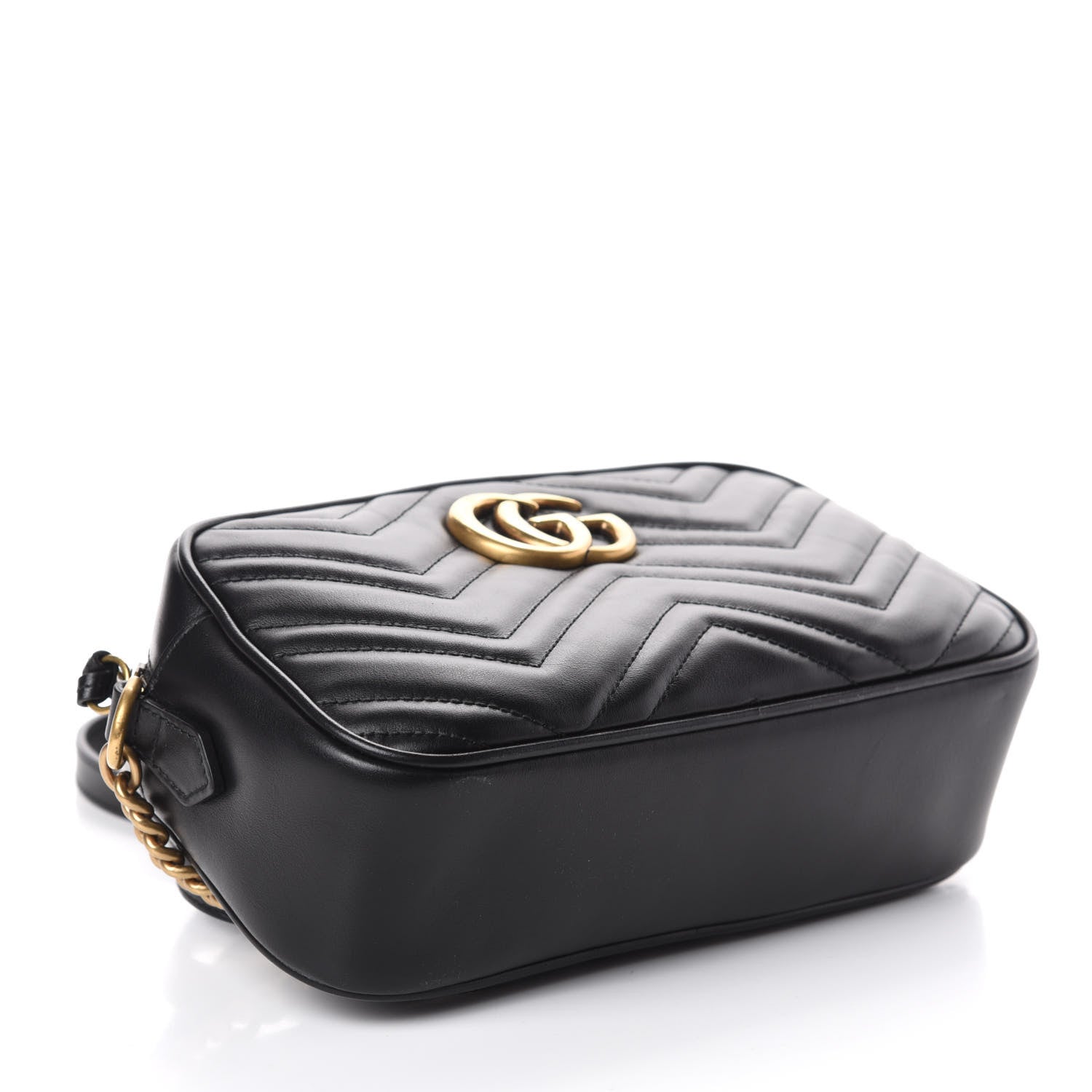 Gucci Calfskin Matelasse Small GG Marmont Chain Shoulder Bag Black 4 of 9