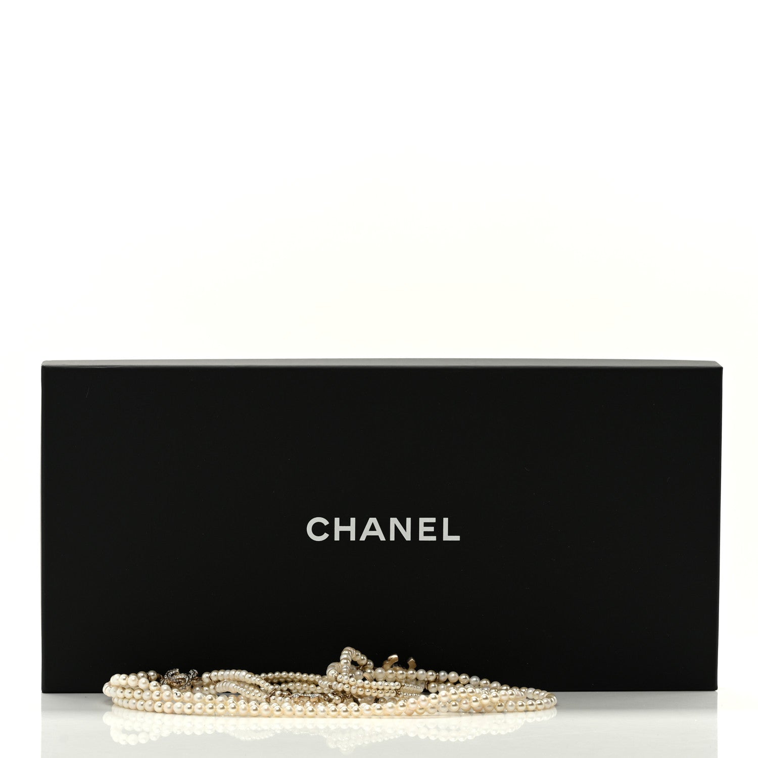 Chanel Pearl Crystal Baguette Multi Strand CC Necklace Gold 8 of 8