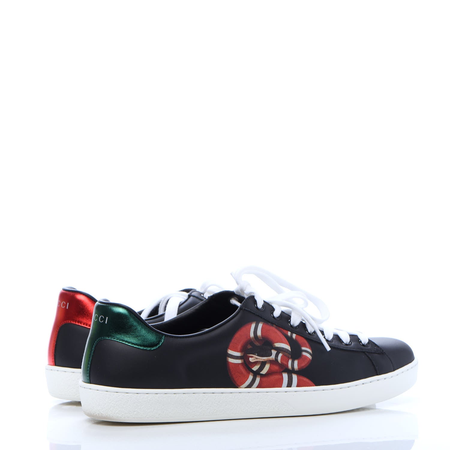 Gucci Calfskin Kingsnake Mens Ace Sneakers 9 Black Multicolor 5 of 10