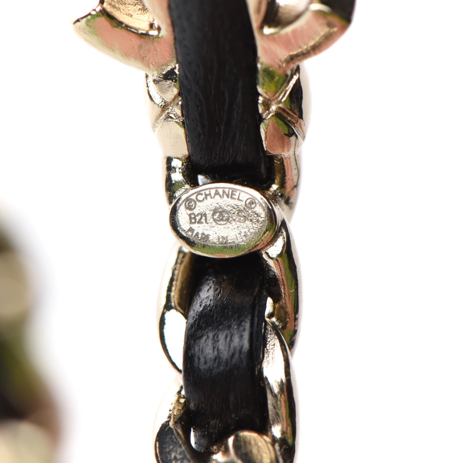 Chanel Lambskin CC Turnlock Chain Hoop Earrings Gold Black 4 of 4