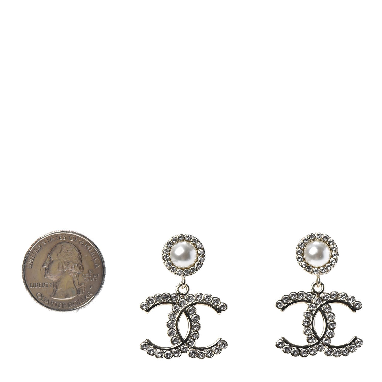 Chanel Crystal Pearl Bow-tiful CC Drop Earrings Gold 2 of 4