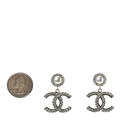 Chanel Crystal Pearl Bow-tiful CC Drop Earrings Gold 2 of 4