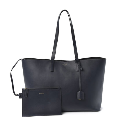 Saint Laurent Calfskin Large Shopping Tote Deep Marine 1 of 9