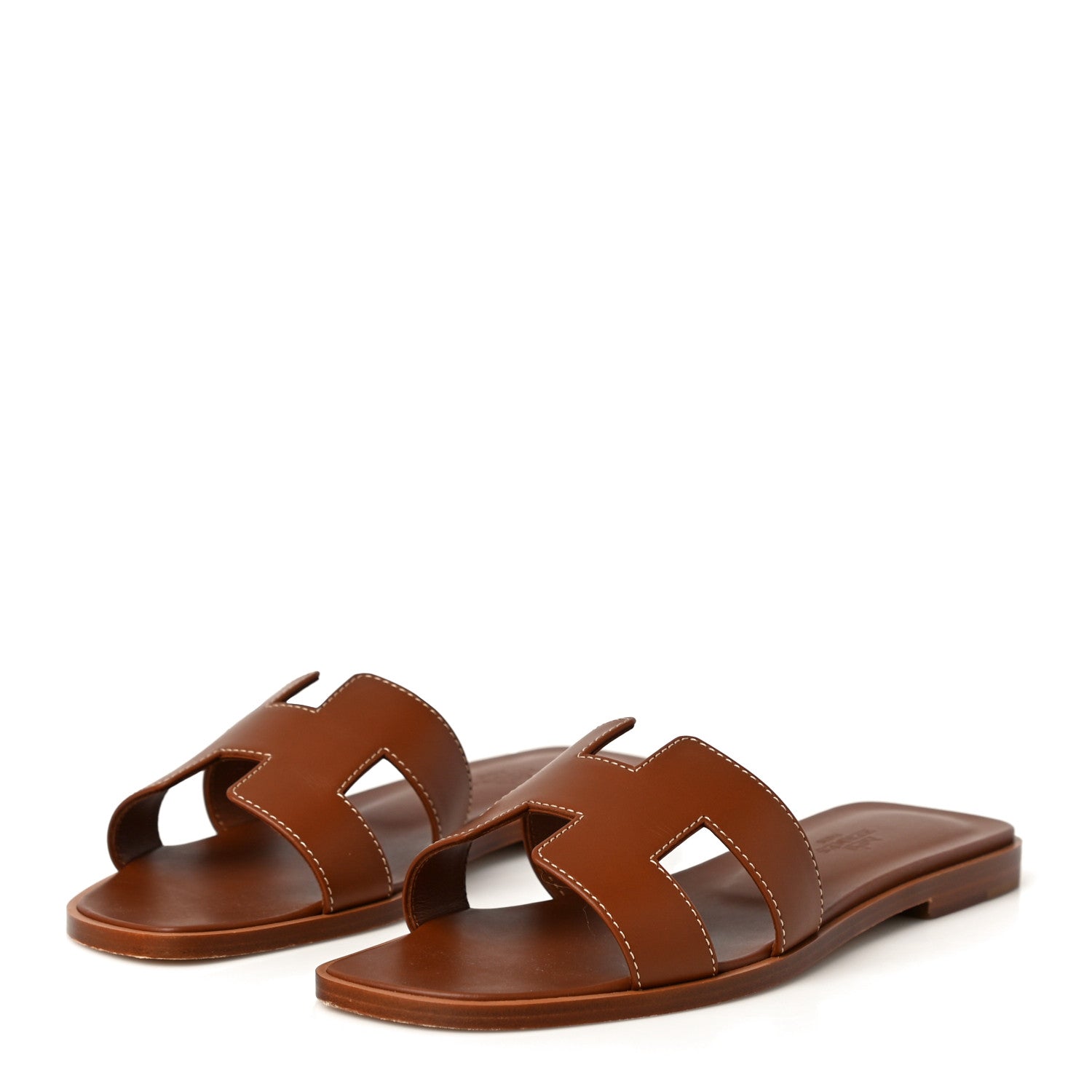 Hermes Box Calfskin Oran Sandals 37 Gold 4 of 10