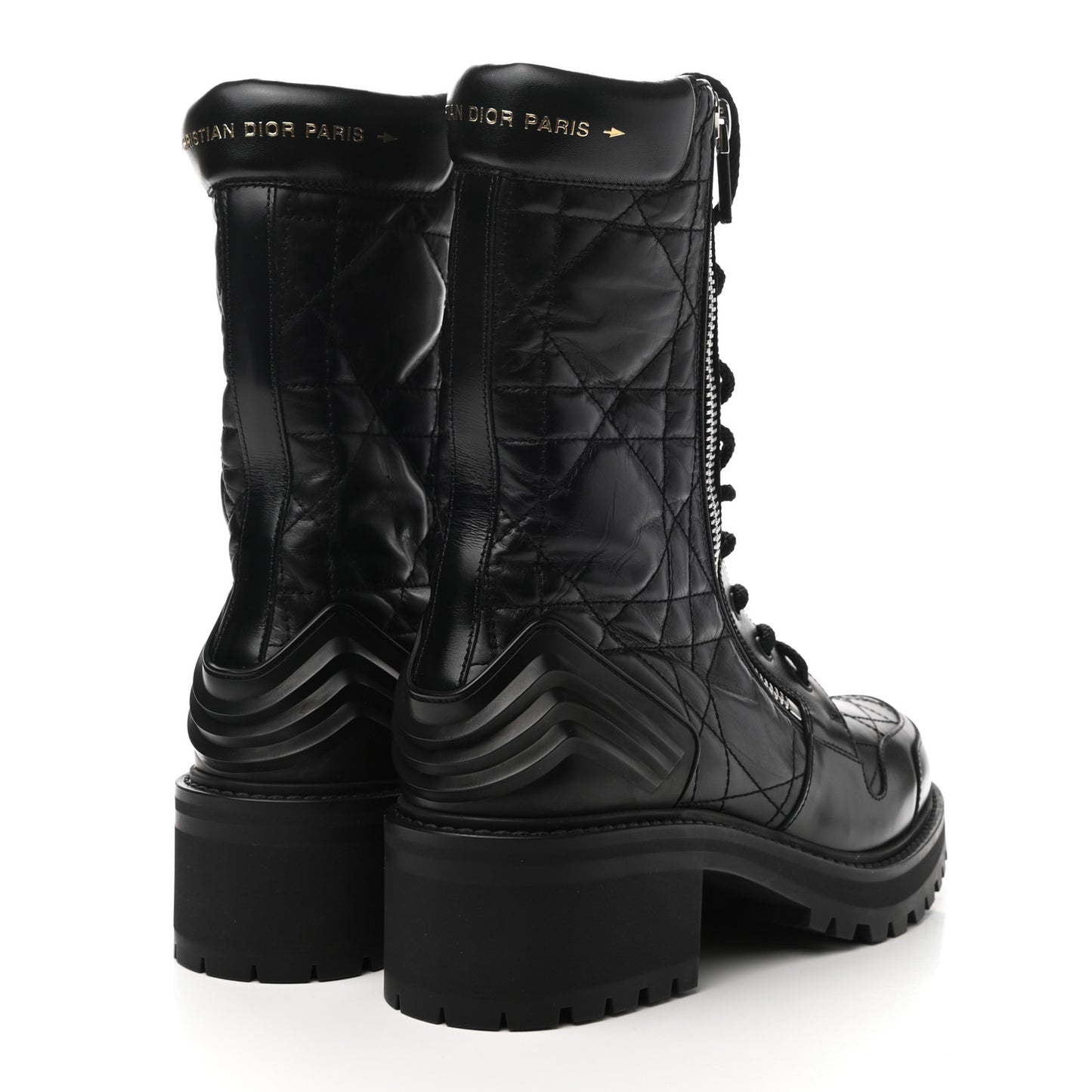 Calfskin Cannage D-Leader Ankle Boots 40.5 Black