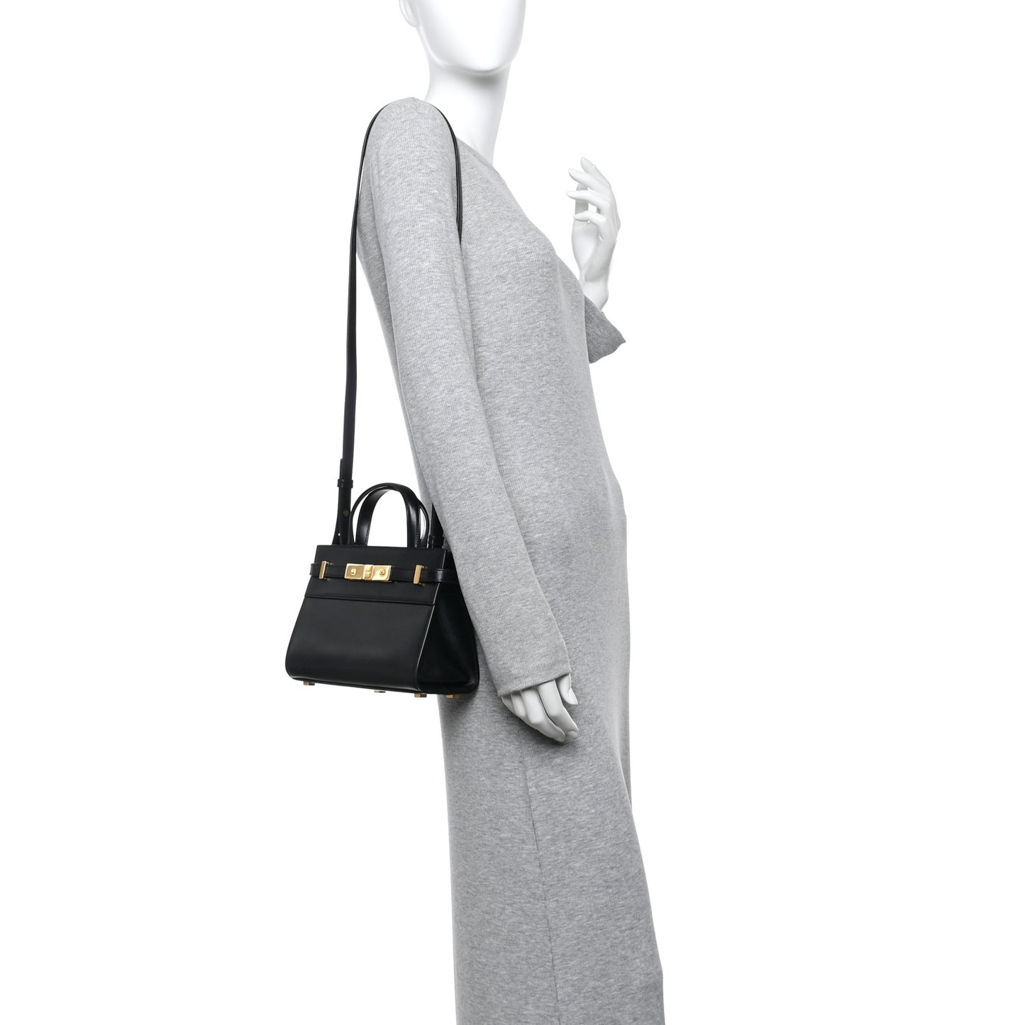 Smooth Calfskin Manhattan Nano Shopper Tote Black