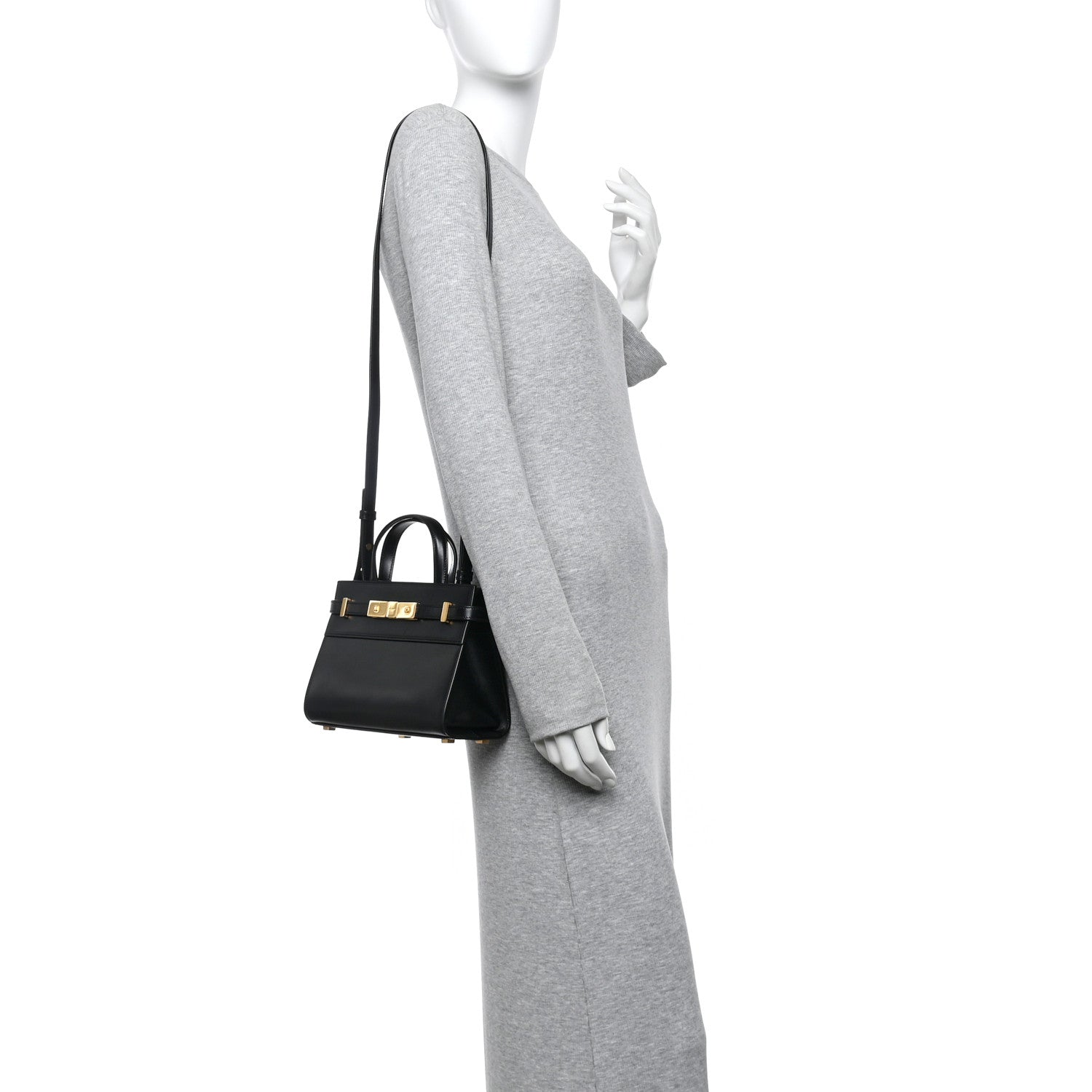 Saint Laurent Smooth Calfskin Manhattan Nano Shopper Tote Black 2 of 10