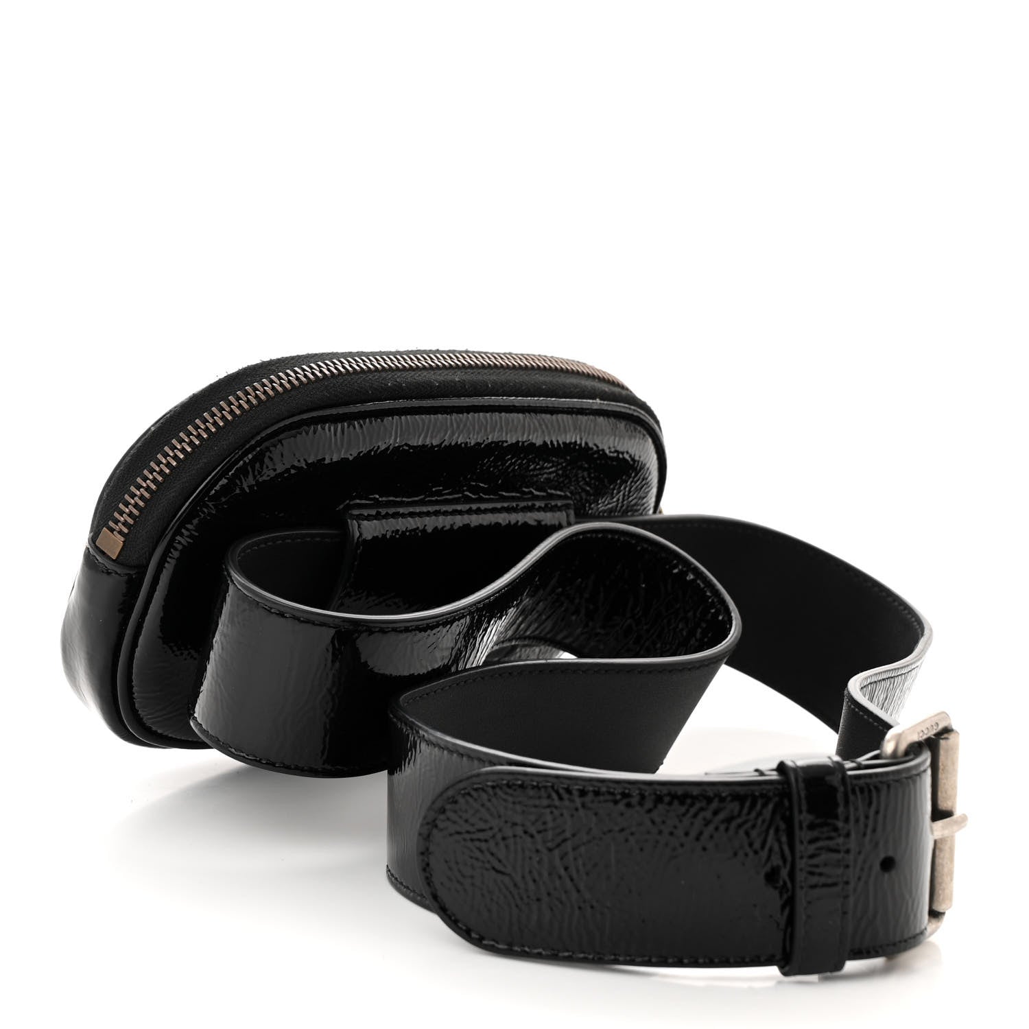 Gucci Patent Rubber Game Patch Logo Belt Bag 95 38 Black 3 of 10
