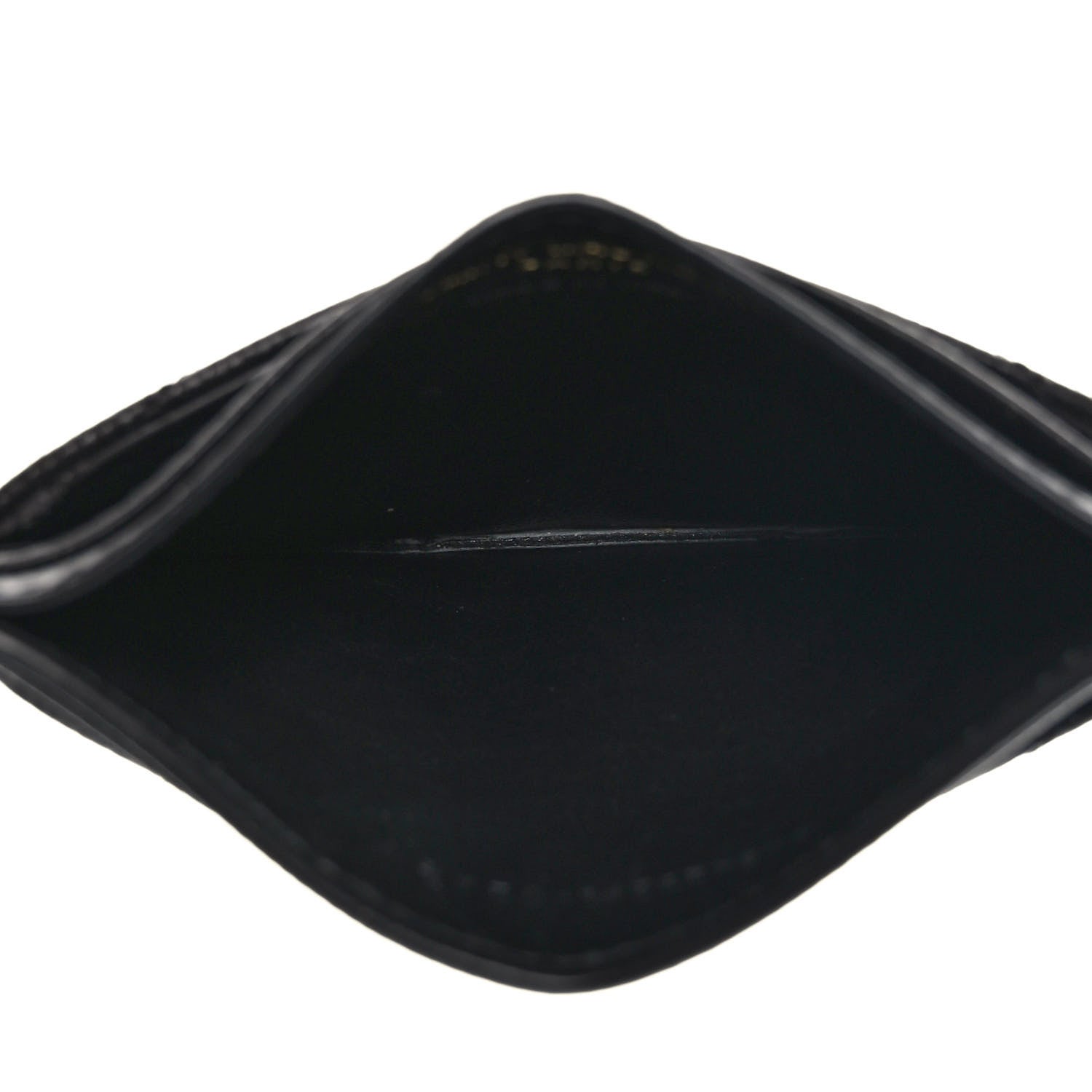 Saint Laurent Grain De Poudre Matelasse Chevron Monogram Credit Card Case Black 5 of 7