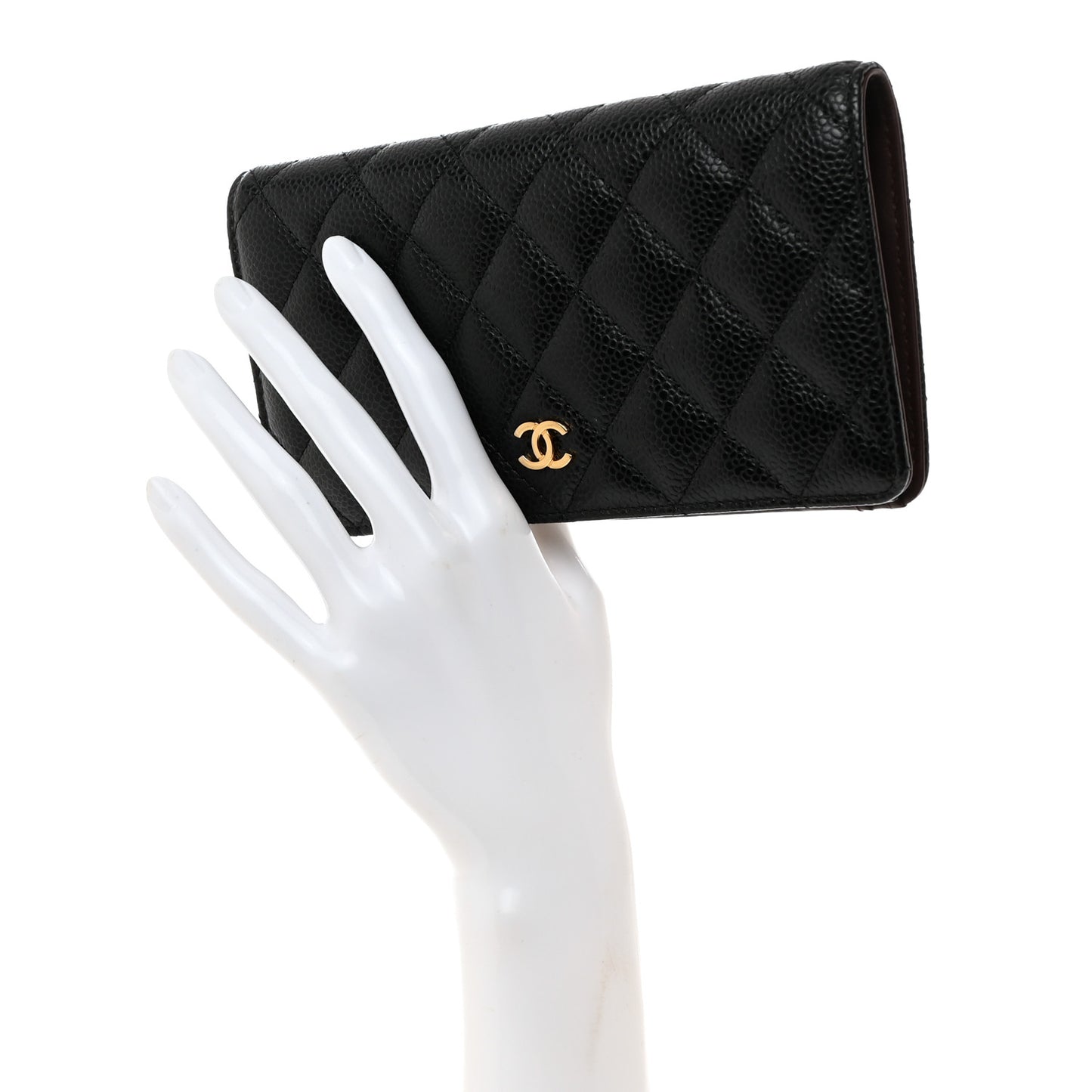 Caviar Quilted Yen Wallet Black