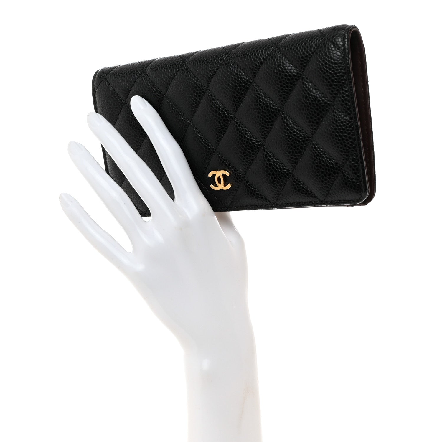 Chanel Caviar Quilted Yen Wallet Black 2 of 8