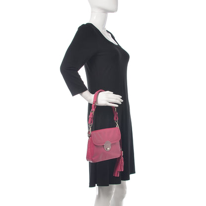 Prada Vernice Circle Tassel Shoulder Bag Fuxia 2 of 12