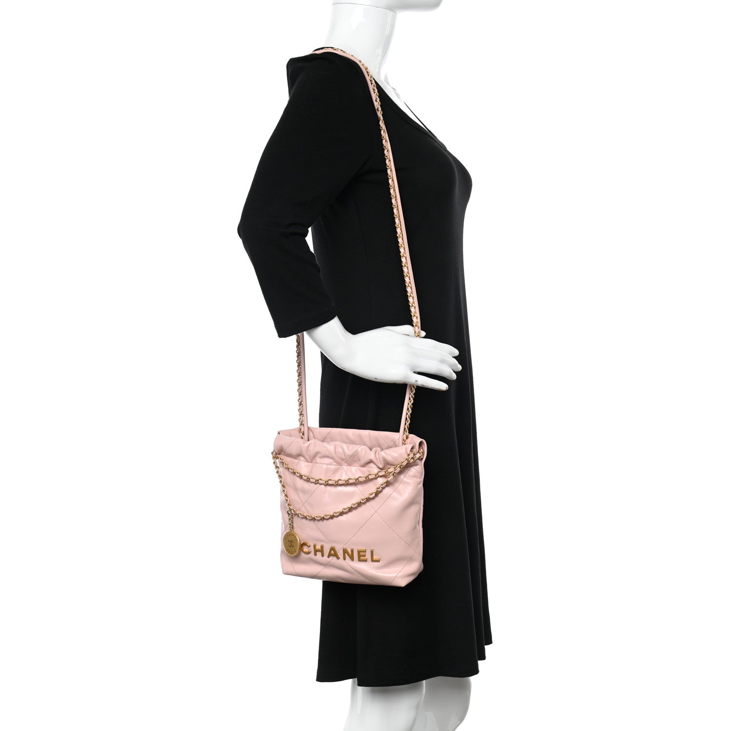 Chanel Shiny Calfskin Quilted Mini Chanel 22 Rose Clair 2 of 12