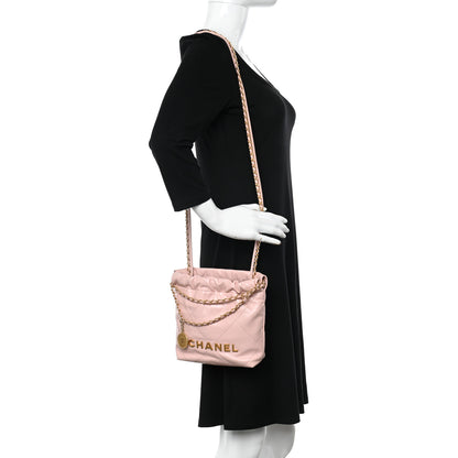 Chanel Shiny Calfskin Quilted Mini Chanel 22 Rose Clair 2 of 12